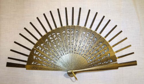 Struttura ventaglio legno crachele oro goccia merletto 6,5