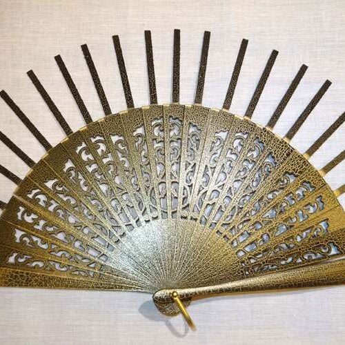 Struttura ventaglio legno crachele oro goccia merletto 6,5