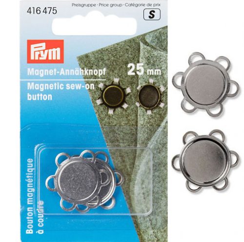 Chiusure magnetiche per borsetta  da cucire, argento o oro brunito mm 25 prym 416475