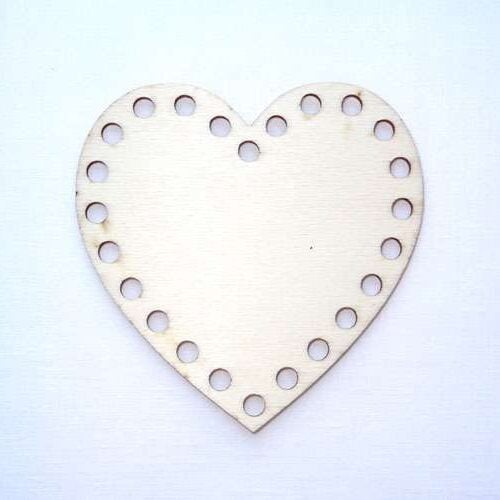 Floss organiser portafili in legno da personalizzare, cuore 24 fori cm 10