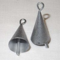 Campanellina  a cono mm 37 x 18 colore argento brillantinato, 6 pezzi