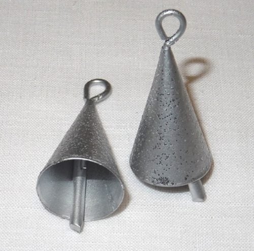 Campanellina  a cono mm 37 x 18 colore argento brillantinato, 6 pezzi