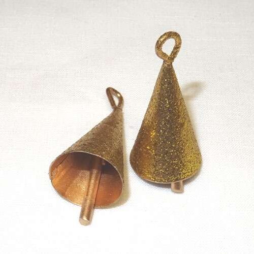 Campanellina  a cono mm 37 x 18 colore oro brillantinato, 6 pezzi