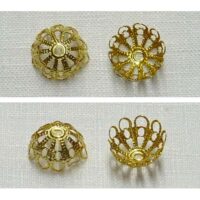 Cappetta filigrana in metallo mm 7  foro mm 1 oro brillante 6 pezzi
