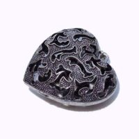 Cuore in metallo ciondolo "cuore cashmere" con sonaglio cm 4,6 x 4,4 x 1,95 argento