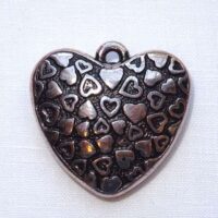Cuore in metallo ciondolo "cuoricini" cm 3,0 x 3,0 x 0,9 argentone