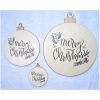 Sfera in legno " merry christmas" cm 7-13-19