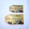 Etichette in legno decorato " buon natale " cm  8,7