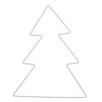 Albero (abete) in metallo bianco da cm 14 x 11, spessore filo mm 2,5