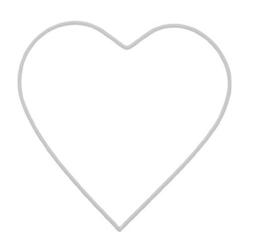 Cuore in metallo bianco da cm 15, spessore filo mm 2,5