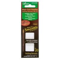 Aghi quilting/betweens black gold needles con cruna tonda dorata n°10, 6 aghi  clover 4961