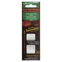 Aghi applique/sharps-black gold needles con cruna tonda dorata n°10-6 aghi  clover 4971