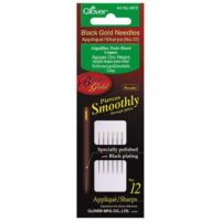 Aghi applique/sharps-black gold needles con cruna tonda dorata n°12-6 aghi  clover 4972