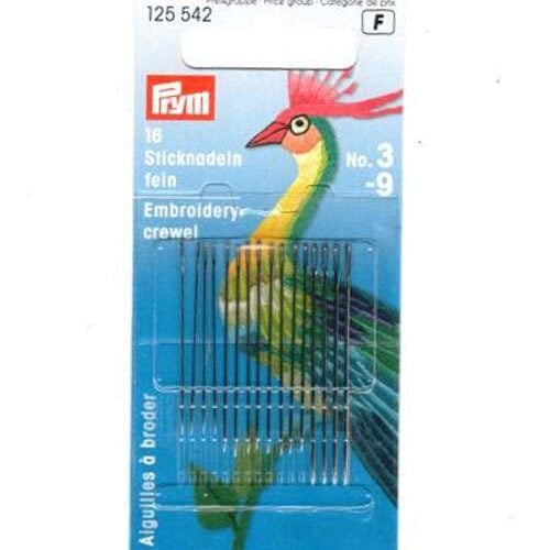 Aghi prym embroidery crewel con cruna lunga,  misti n° 3/9