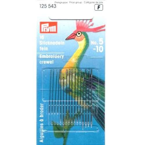 Aghi prym embroidery crewel con cruna lunga,  misti n° 5/10