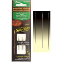 Aghi applique/sharps-black gold needles con cruna tonda dorata n°9/12, 6 aghi, clover 4973