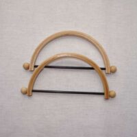 2 manici per borsetta legno, tondo cm 17 x 8