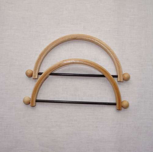 2 manici per borsetta legno, tondo cm 17 x 8