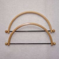 2 manici per borsetta legno, tondo cm 27 x 13