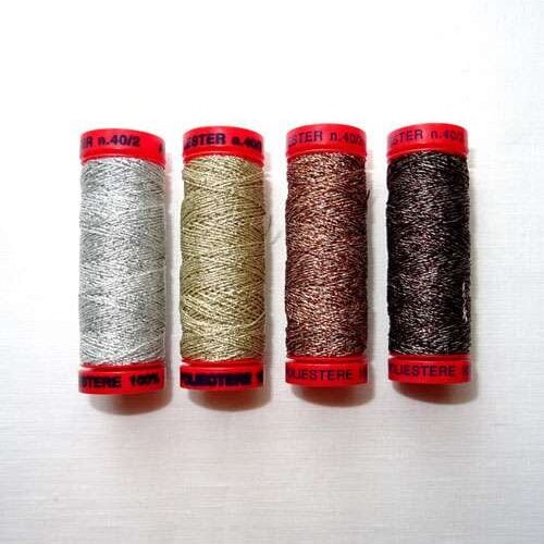 Cucimetal lester n°40/2, filo metallizzato  tre stelle oro argento e rame