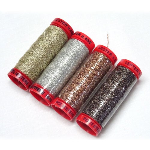 Cucimetal lester n°40/2, filo metallizzato  tre stelle oro argento e rame