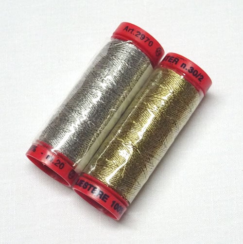 Cucimetal lester n°30/2, metallizzato lucido tre stelle oro e argento