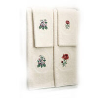Set 2 asciugamani stafil, colore bianco o crema, con oblo' ovale in tela aida