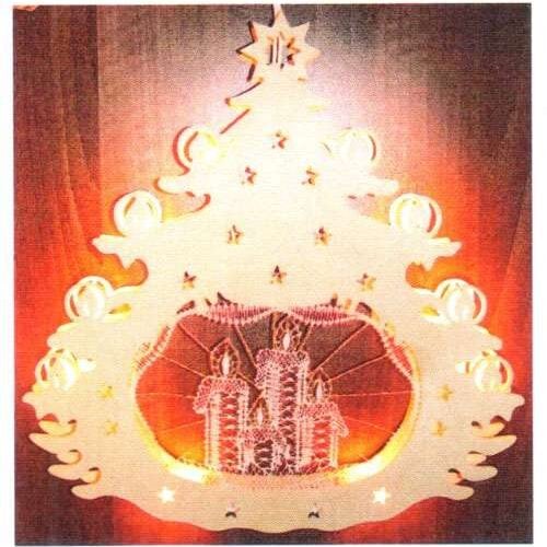 Schwibbogen albero con luci elettriche + disegno "candele"