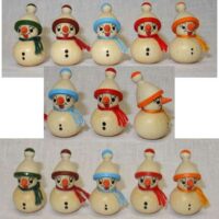 Pupazzo di neve  in legno con berretto