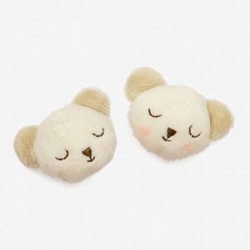 Peluche testa di orsacchiotto 2 pezzi, cm 6 cadauno ecru/bianco