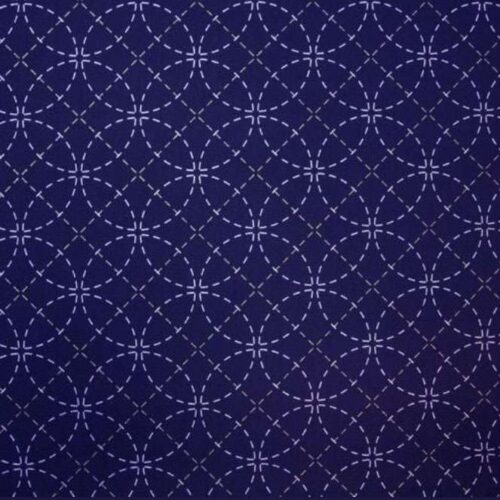 Sashiko tessuto disegni geometrici blu altezza cm 115 vendita a multipli di cm 50