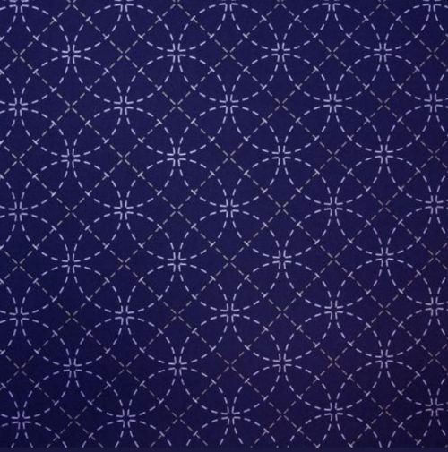 Sashiko tessuto disegni geometrici blu altezza cm 115 vendita a multipli di cm 50