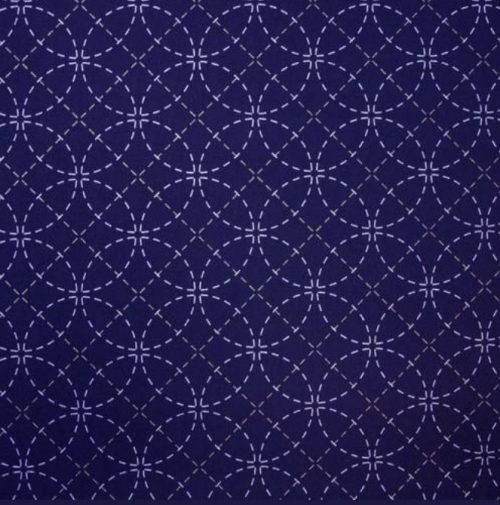 SASHIKO TESSUTO DISEGNI GEOMETRICI BLU altezza cm 115 vendita a multipli di cm 50