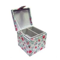 Dmc scatola portalavoro quadrata folk flowers cm 16x16x16 dmc