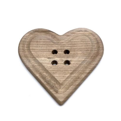 Sbottonati/ bottone  cuore in legno decorativo "i nastri di mirta" cm 9