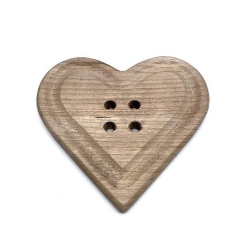 SBOTTONATI/ BOTTONE CUORE IN LEGNO DECORATIVO "I NASTRI DI MIRTA" CM 9