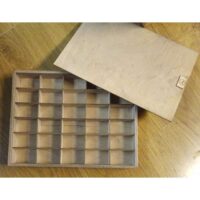 Organizer in legno "i nastri di mirta" cm 44 x 33 x 6,5 con coperchio e scomparti