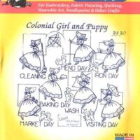 Aunt martha's decalcabile 3930 colonial girl and puppy
