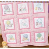 Nursery quilt blocks 9"x9": 12 sunbonnet babies , jack dempsey stamped
