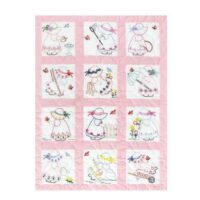 Nursery quilt blocks 9"x9": 12 girls , jack dempsey stamped