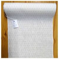 Banda lino bianco naturale con pois greggio, altezza cm 30 vendita a multipli di 50 cm