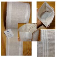 Nastro tubolare per sacchetti 100% lino (11 fili) greggio con righe bianche vendita a multipli di 50 cm