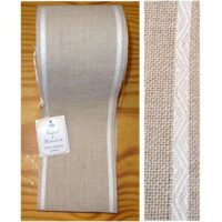Banda lino grezzo/bordo zig-zag bianco cm 10 vendita a multipli di 50 cm