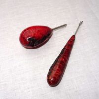 Kit spingispilli a tubino e toglispilli a forchetta con manico in radica by alessandro bean, pezzo unico