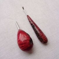 Kit spingispilli a tubino e toglispilli a forchetta con manico in radica by alessandro bean, pezzo unico