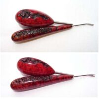 Kit spingispilli a tubino e toglispilli a forchetta con manico in radica by alessandro bean, pezzo unico