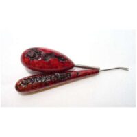Kit spingispilli a tubino e toglispilli a forchetta con manico in radica by alessandro bean, pezzo unico