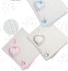 Copertina in cotone effetto maglia+fiocco cuore:tortora, azzurro, rosa