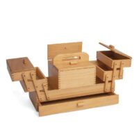 Portalavoro in legno chiaro, 7 scomparti + 1 cassetto