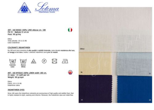 Lino bisso 160 (fili 21x21) sotema bianco ottico altezza cm 180 € 44,00 al metro vendita a multipli di 50 cm - immagine 2